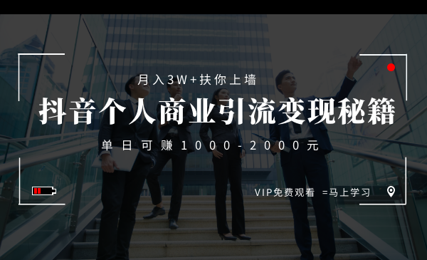 月入3W+扶你上墙，抖音个人商业引流变现秘籍，单日可赚1000-2000元