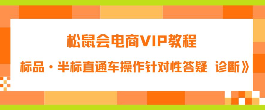 松鼠会电商VIP教程：松鼠《付费推广标品·半标直通车操作针对性答疑&诊断》