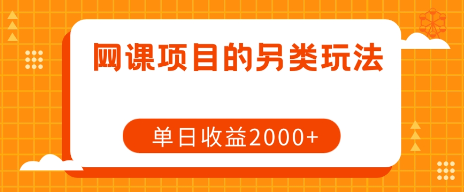 网课项目的另类玩法，单日收益2000+【揭秘】