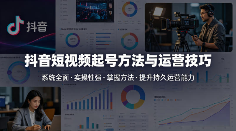 抖音短视频起号方法和运营技巧，内容系统全面实操性强，掌握起号方法，提升账号持久运营能力