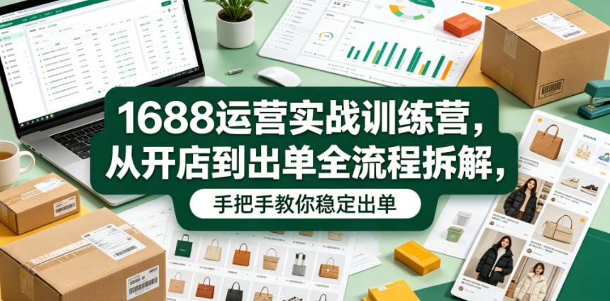 1688运营实战训练营，从开店到出单全流程拆解，手把手教你稳定出单